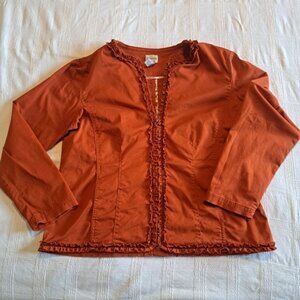 Chico's women's size 3 or Large burnt orange zip up  jacket